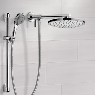 Shower Head Dual Shower Head Set With 2-Way Diverter Shower Head Arm and Sliding Rail Remer DSH02